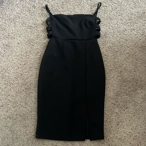 Trixxi Black Midi Semi-Formal Dress with Leg Slit